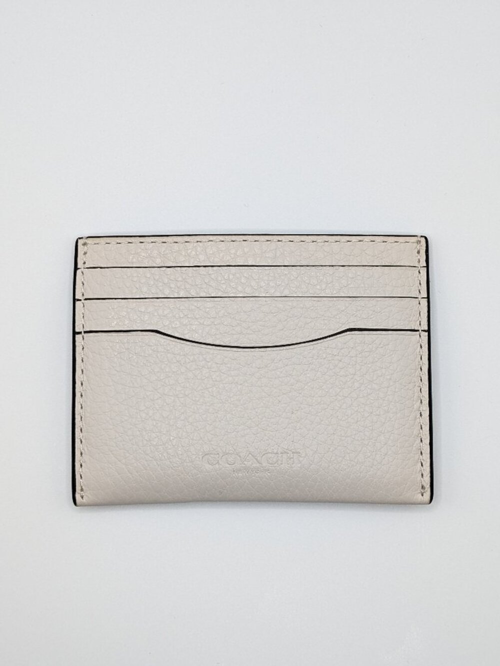 Coach Slim ID Card Case | Chalk Pebbled Leather | Embossed Logo Cardholder